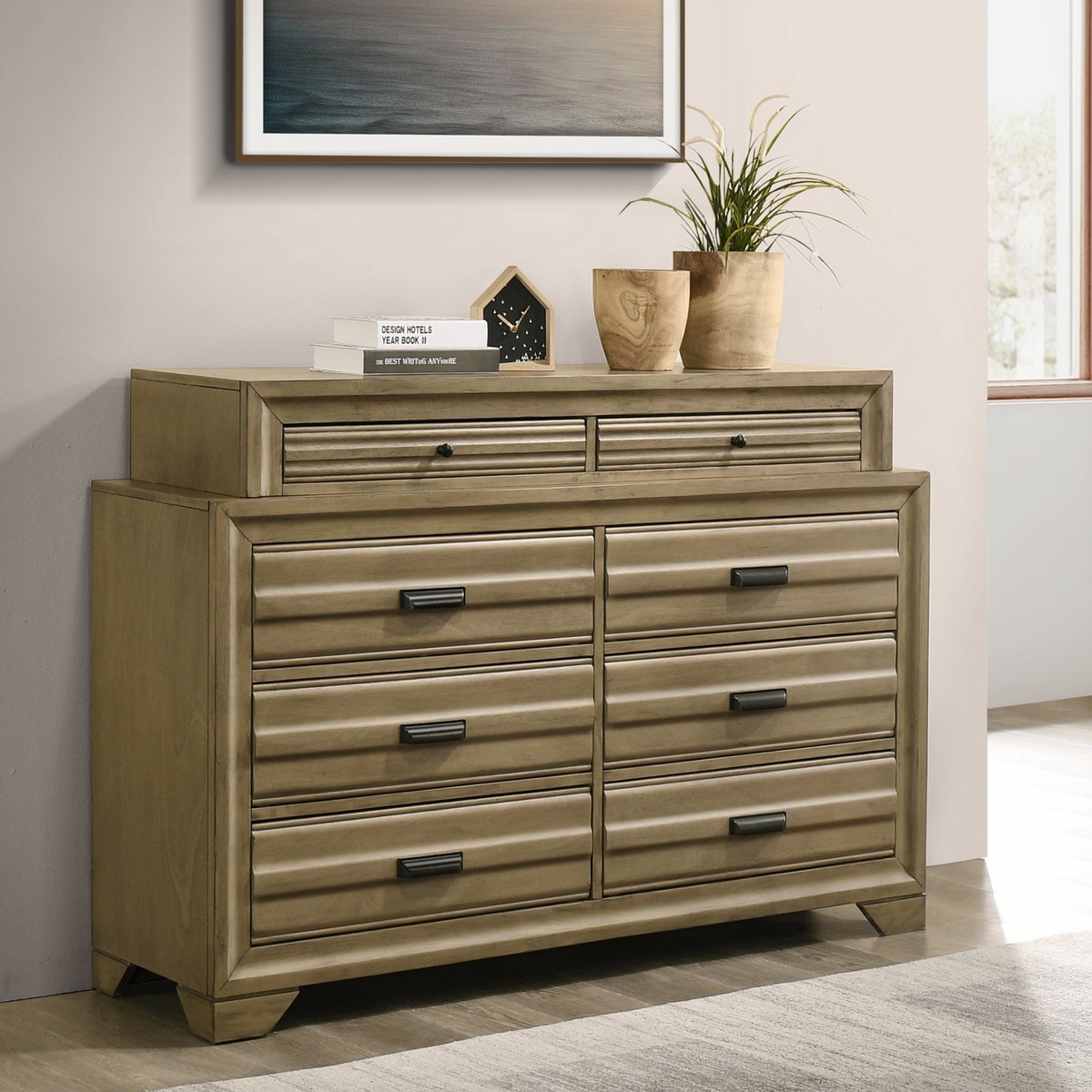 Loiret Light Gray Finish Wood 8-Drawer Dresser | eBay