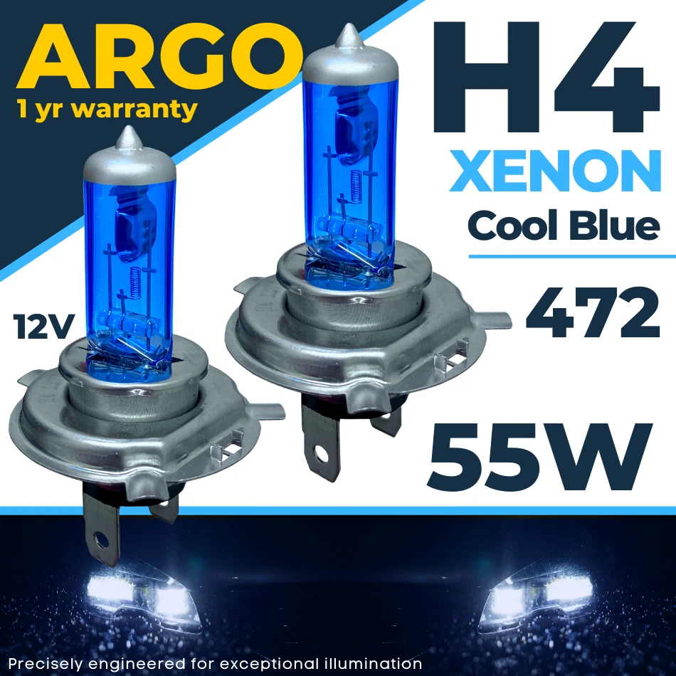 2x H4 Blue Headlight Bulbs Xenon 55w Ice Cool Pair 472 Dipped Main Upgrade 12v