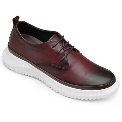 US11.5 CHAMARIPA Elevator Shoes Men Burgundy Sneaker Height Increase Shoes 7cm