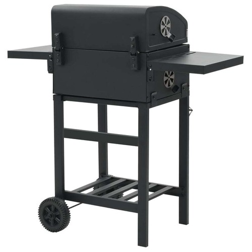 Charcoal BBQ Grill With Wheels Outdoor Smoker Broiling Barbecue Cooker Black - Picture 4 of 11