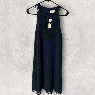Jun & Ivy Crochet Sleeveless Women's Midi Dress Blue Size Medium