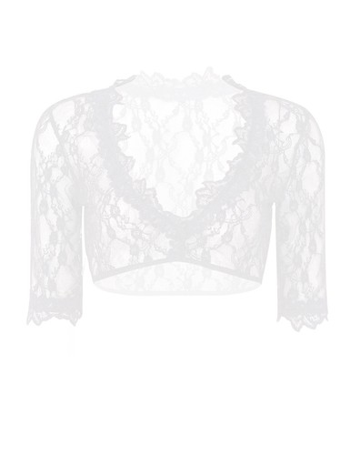 Damen Spitzen Shirts Halb-Transparent Dessous Kurz Crop Top Slim Fit Unterhemd - Picture 44 of 51