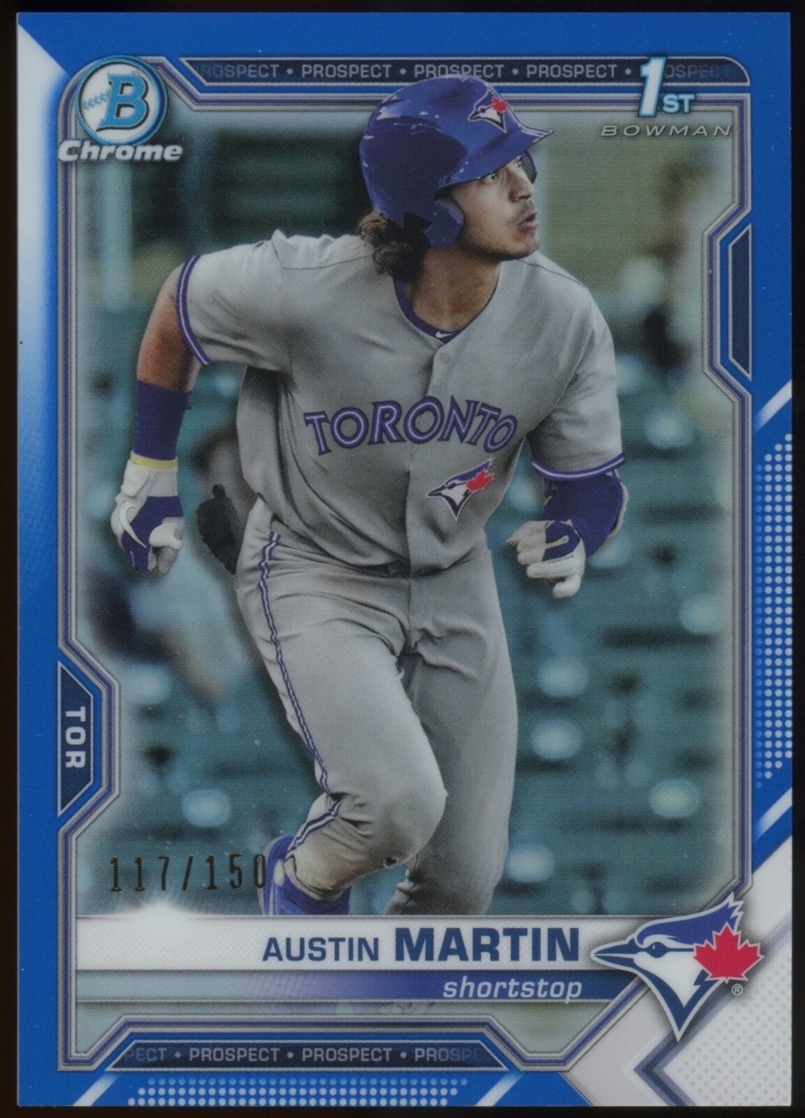 2021 Bowman Chrome Prospects Blue Refractor /150 Austin Martin #BCP-87 1st Jays