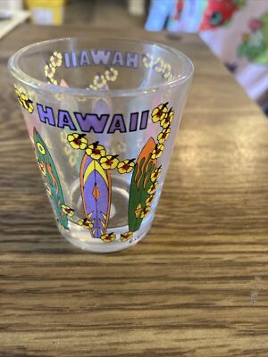 Vintage Shot glass - Souvenir of Hawaii, Surfboards 