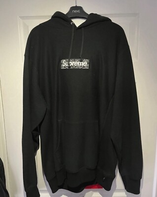 FW19 Supreme Bandana Box Logo Hoodie Black Size LARGE | VGC | eBay UK