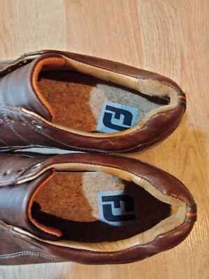 FootJoy Golf Shoes Mens 8.5 M Brown Leather Spikeless Grip  display picture 1