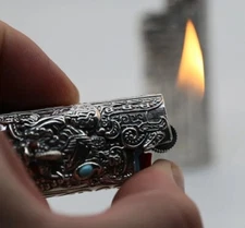 Genuine S925 Sterling Silver Pocket Lighter Shell Case Cover Protector BIC J5