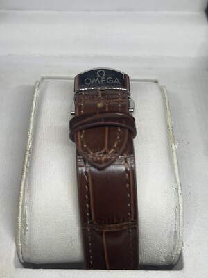 Beautiful 18mm FOR OMEGA Brown Leather Strap & Stainless Steel Deployment + Tool