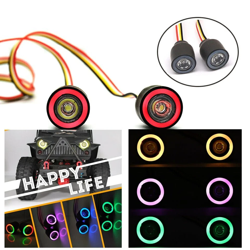 RC Car 2LED Lights Headlight For 1/10 RC Rock Crawler Axial SCX10 I II III D90 - Image 2 of 4