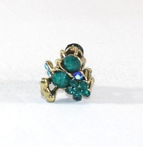 Brand New Super Adorable Green Cherry and Flower Blue Crystals Hair Clip Claw - Picture 2 of 5