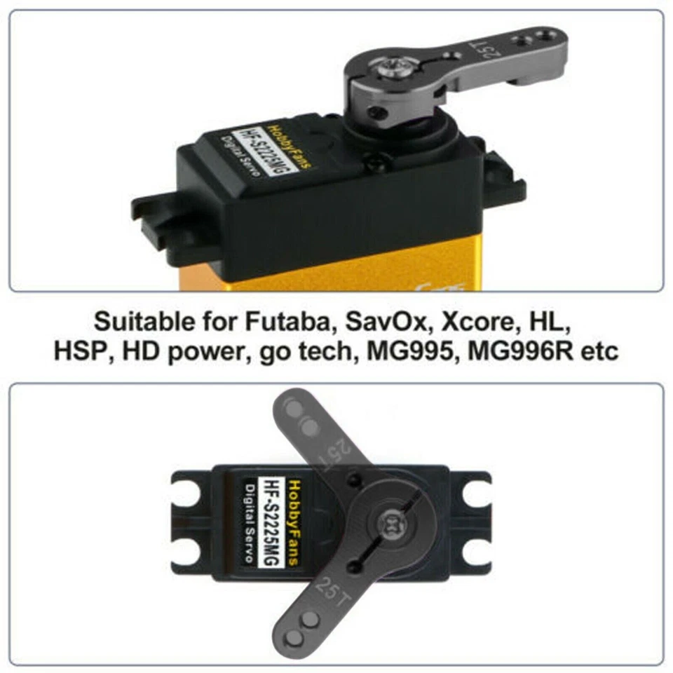 6 Pack Black Aluminum 25T Steering Servo Motor Horn Arm For Futaba Savox - Image 4 of 4