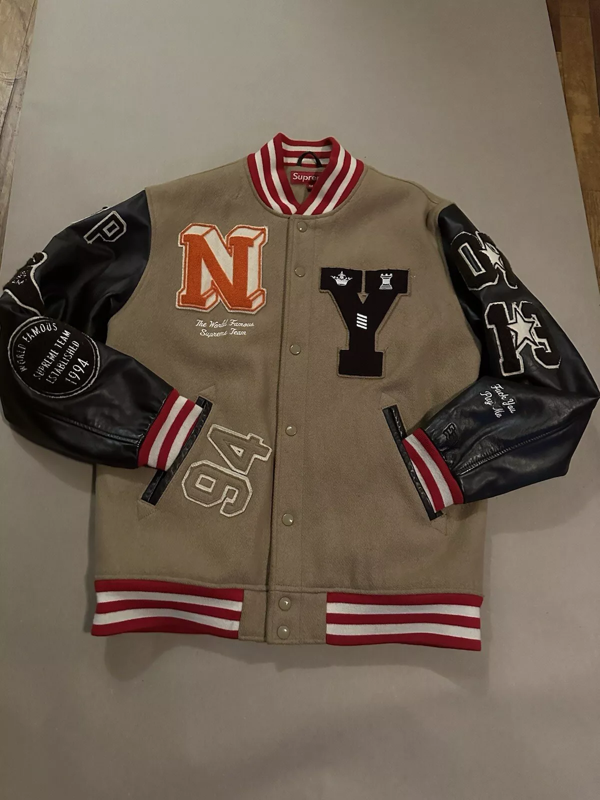 Veste universitaire SUPREME 2006 FW All City   Taille M marron/marron/rouge