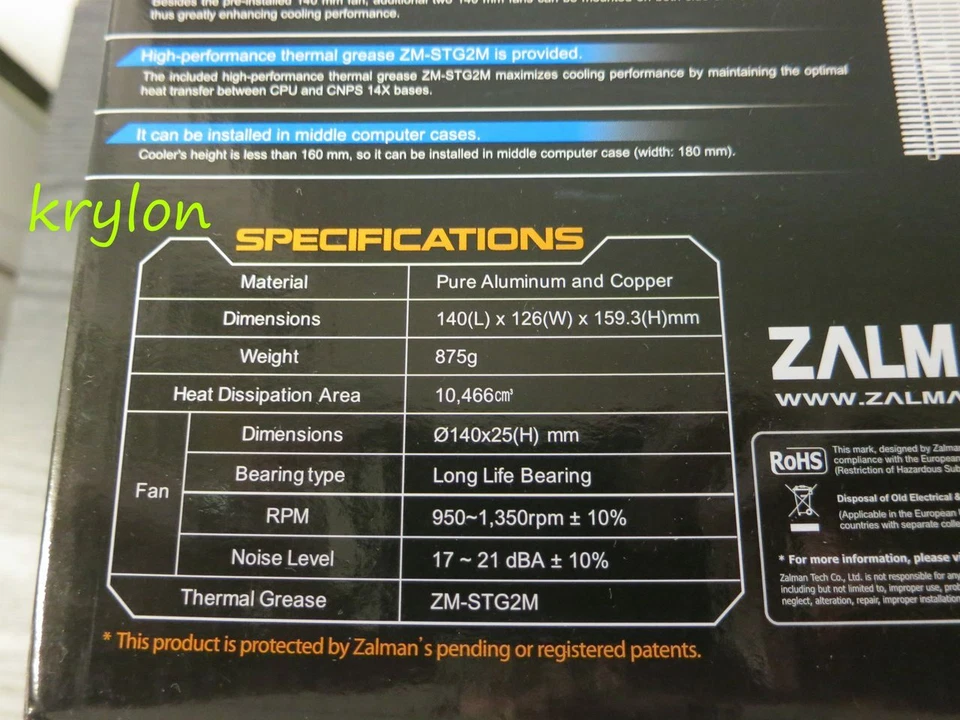 NEW RETAIL BOX Zalman 140mm Desktop Cooling Fan & Heatsink Assembly CNPS 14X PWM - Image 4 of 4