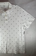 Old Navy Men's White with Pineapple prints 100 Cotton SS Polo Shirt, Size XXL