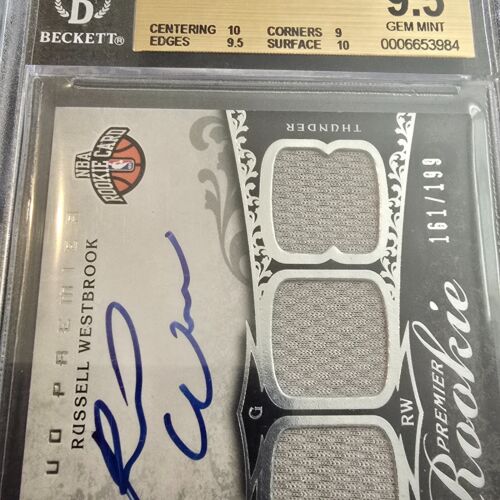 2008-09 Russell Westbrook UD Premier Auto Jersey RC BGS 9.5 Gem Mint #161/199 - Picture 4 of 14