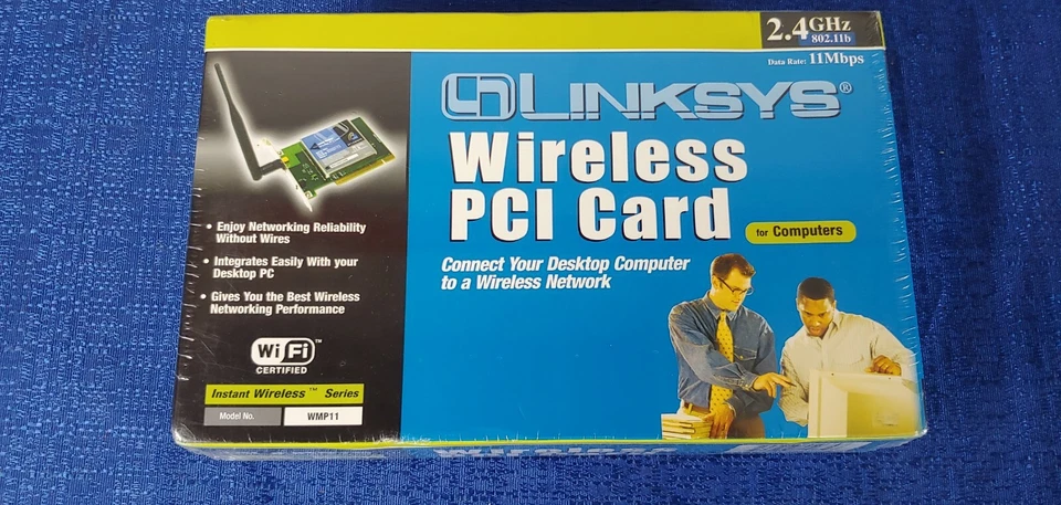 Lot of 2 Linksys Wireless PCI Cards WMP11 802.11b 2.4 GHz 11Mbps-BRAND NEW - Image 2 of 4