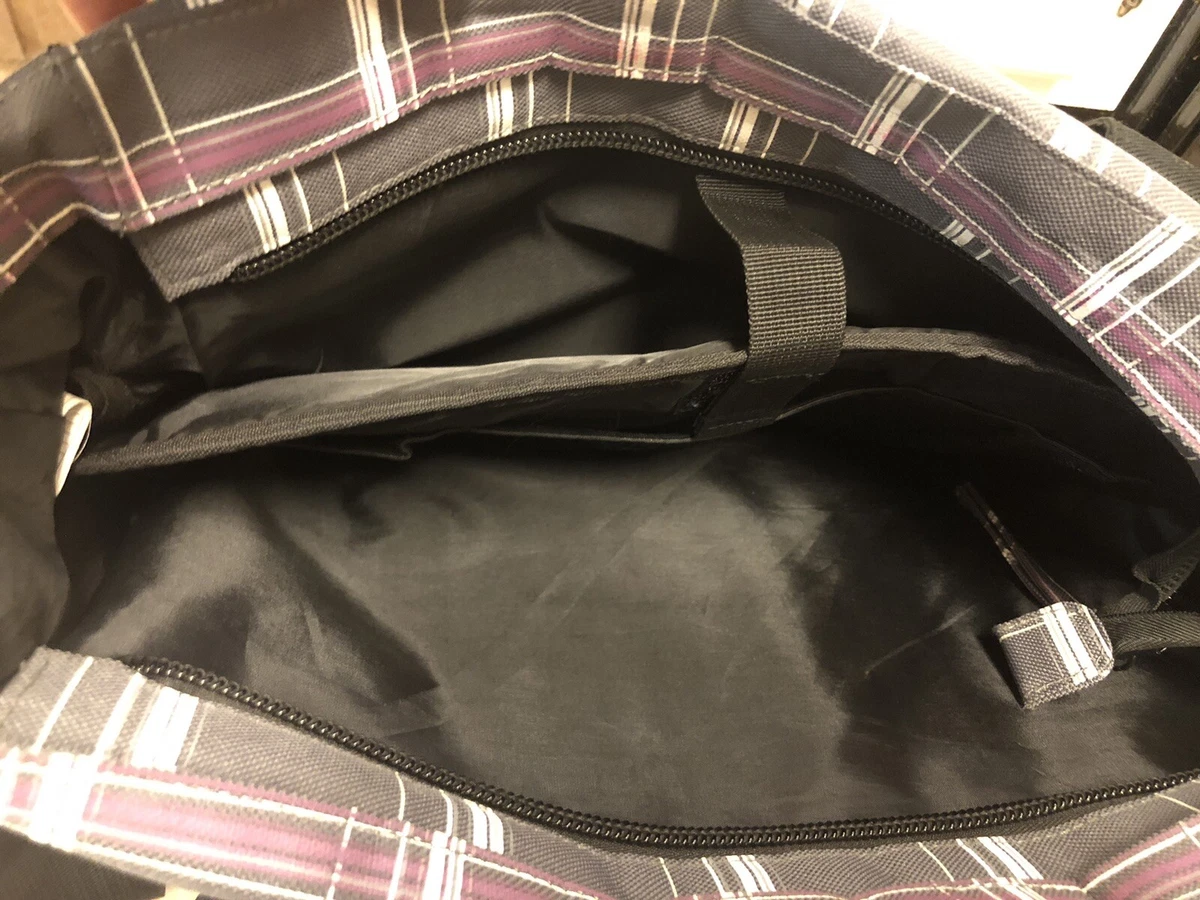 Hurley Diaper Bag Large Gray Purple Plaid Doesn t Have Changing Pad NWOT