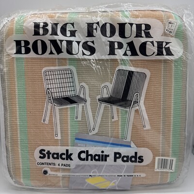 (4) VTG Four Star Stack Chair Pads Peach Pastel 1988 NOS NEW Kmart 15.5 X 15.5 