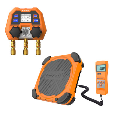 Elitech Digital Manifold Gauge,220LBS Refrigerant Charging Scale,DMG-4B&LMC-200