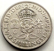 GREAT BRITAIN 1 FLORIN 1945 Silver KM#855 George VI. M9.3