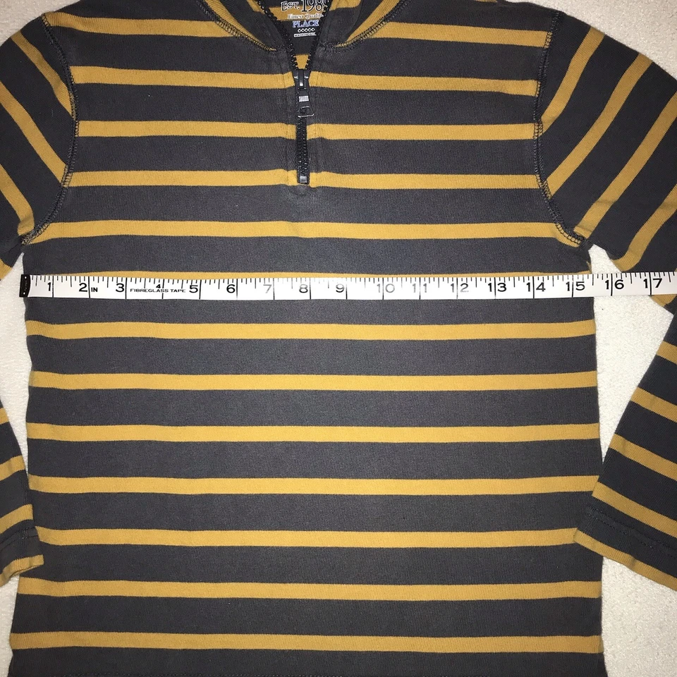 Children’s Place Quarter Zip Long Sleeve Shirt Size 7-8 Gray and Yellow - Image 2 of 4