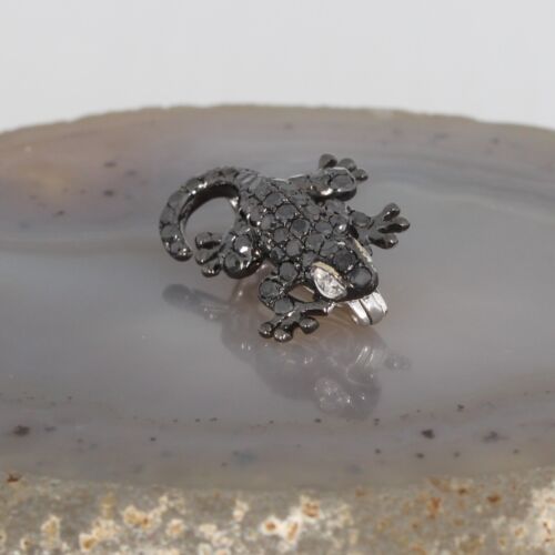 Wert 1450 € Brillant Diamant Anhänger Brosche Gecko 750 18 K Weiß Gold - Afbeelding 1 van 5