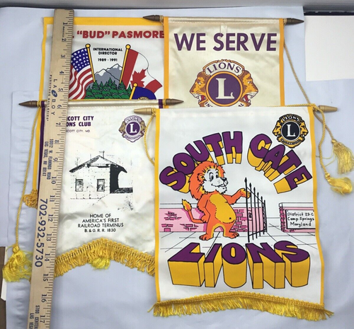 4 Vintage Lions Club Banners Maryland Fruitland South Gate Ellicott City 22C - Picture 2 of 7