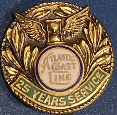 VINTAGE ACL Atlantic Coast Line Railroad Eisenbahn 25 Jahre Service Pin 10k GF -RI