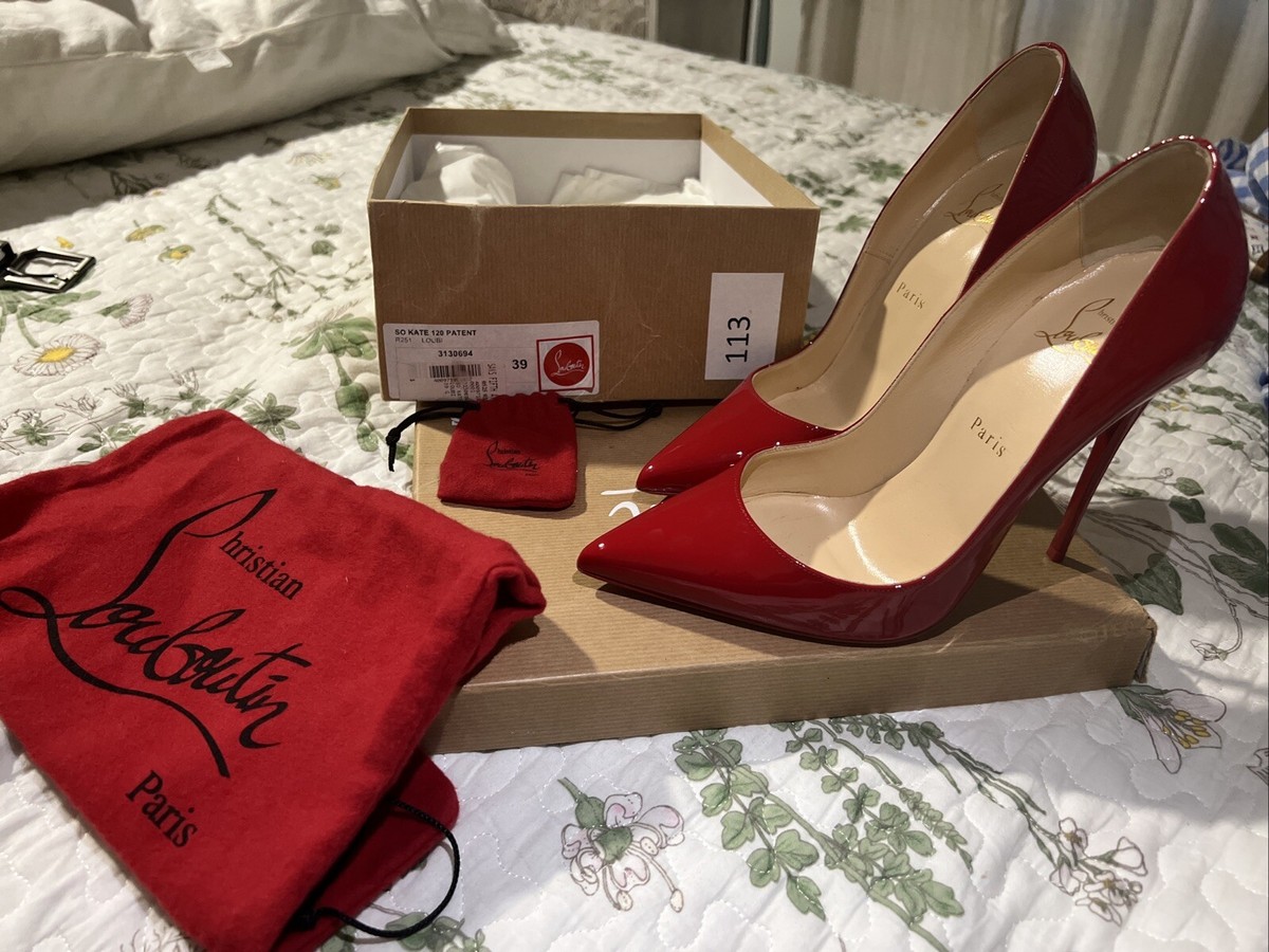 CHRISTIAN LOUBOUTIN Red Patent Leather Stiletto SO KATE 120 Heels