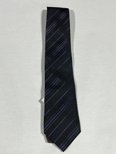 Mens Giorgio Cosani Black Blue Stripe Pattern Tie Pure Silk Hand Made NEW