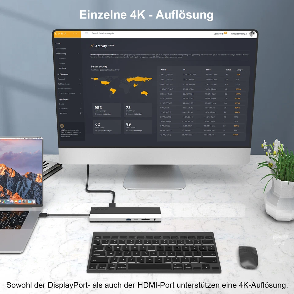 USB-C Dockingstation 12-in-1 Triple Display 100W PD Gigabit LAN für Windows/Mac - Bild 4 von 4