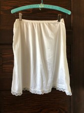 Vintage Women's Half Slip DEENA Size Large White Nylon Lace Trim 21" Long