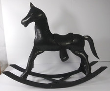 Hand Forged Wrought Iron Black Rocking Horse Folk Art Vintage Large