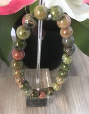 Unakite Stone Beads Stretchable Bracelet 7" - 8mm Beads - Best gift