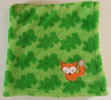Orange Fox Baby Boy Security Blanket RN 67227 Green Leaves Print 29" x 29.5"