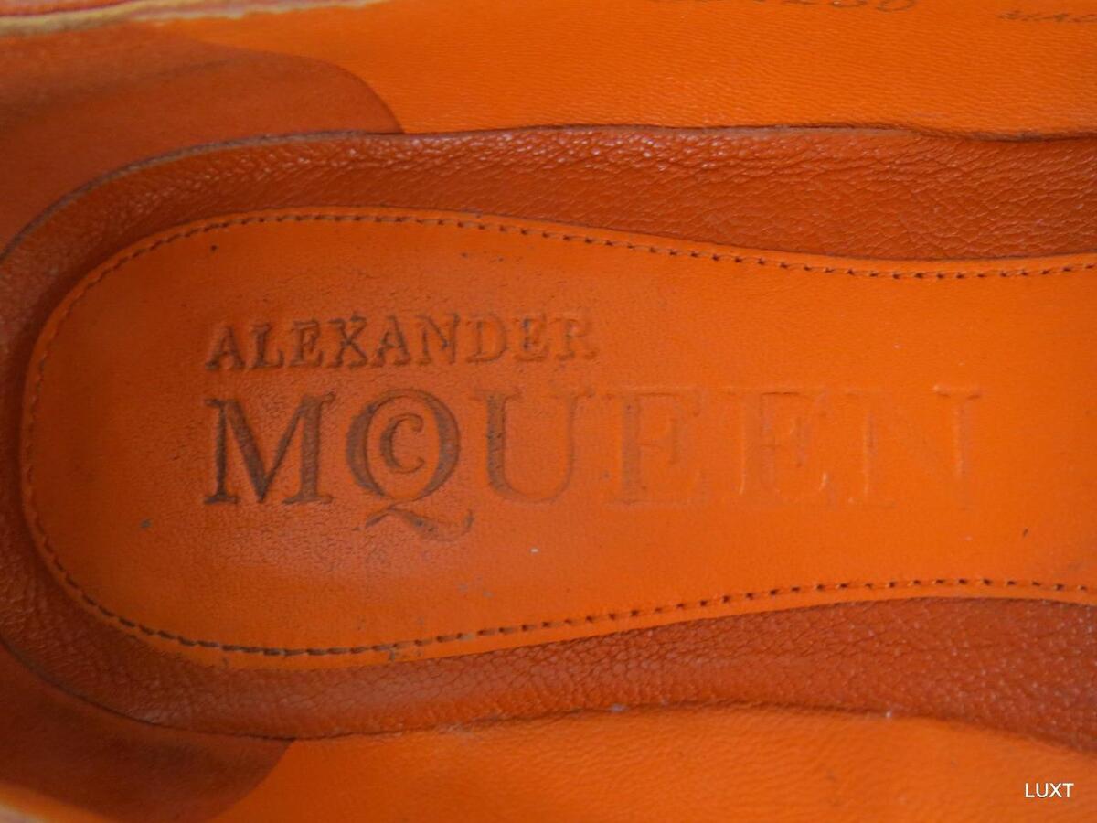 Alexander McQueen Ballet Flats $549 Size 5 35 Orange Leather