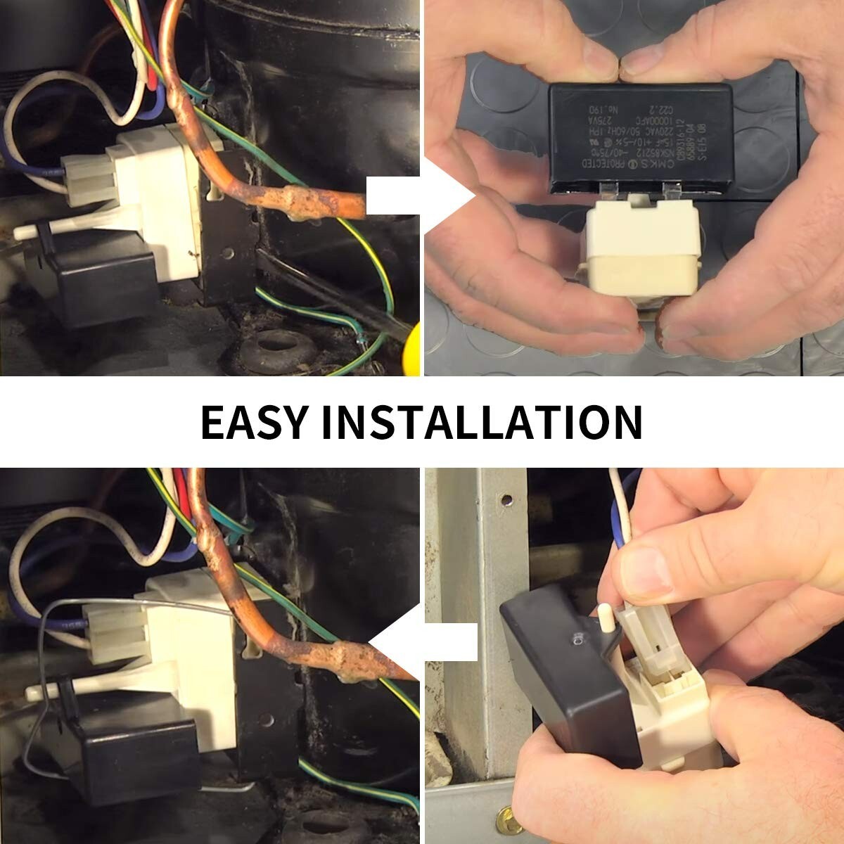 Refrigerator Compressor Start Relay Capacitor 180W Easy Install Fix Freezer