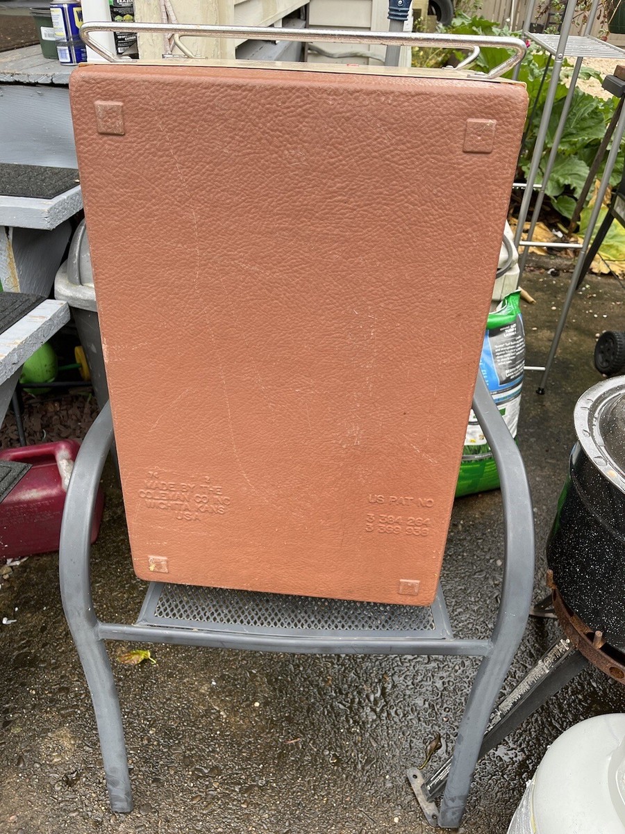 Vintage Coleman Cooler Upright Fridge 3-Way Faux Wood 26in x