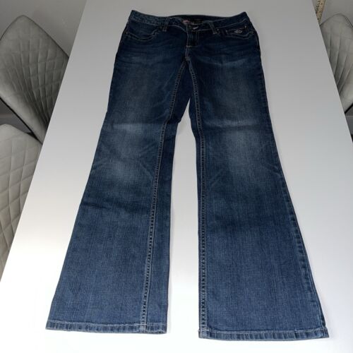 Pantalones de mezclilla para mujer Harley-Davidson azules embellecidos Harley Bling talla 8