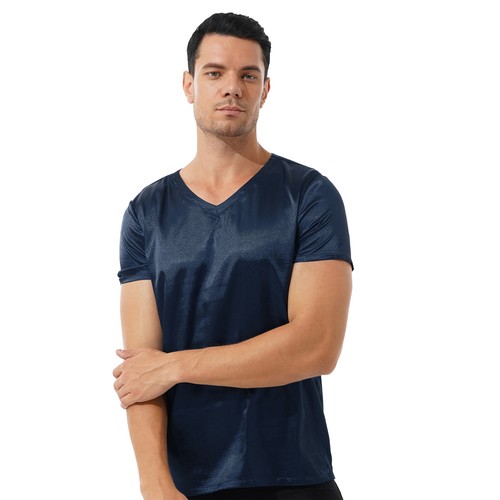 Herren Hemd Clubwear Tops Soft Top Motiv T-Shirt lose Bluse Pyjama Shirts Fit - Bild 23 von 46