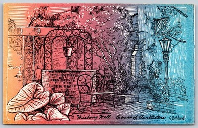 New Orleans Court of Two Sisters Wishing Well Bob Riley Block Postcard AA874
