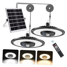 Shed Lights Solar Powered Indoor Outdoor 3000LM Pendant Light with Black 2Head