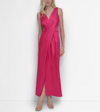 DKNY Abito smanicato donna scollo a surplice finto avvolgente prezzo al pubblico consigliato $229