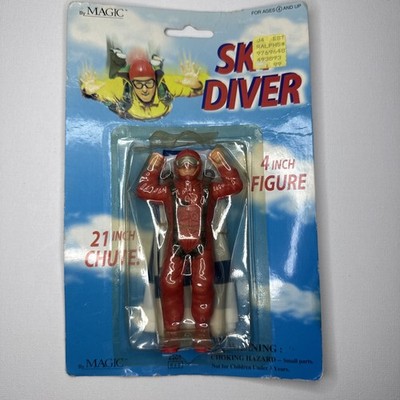 VTG Sky Diver Toy 2306 4'' Figure w/ 21'' Parachute by Magic Sealed NOS