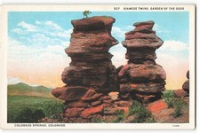 Siamese Twins, Garden Of The Gods, Colorado Springs, CO VTG Postcard CG2.