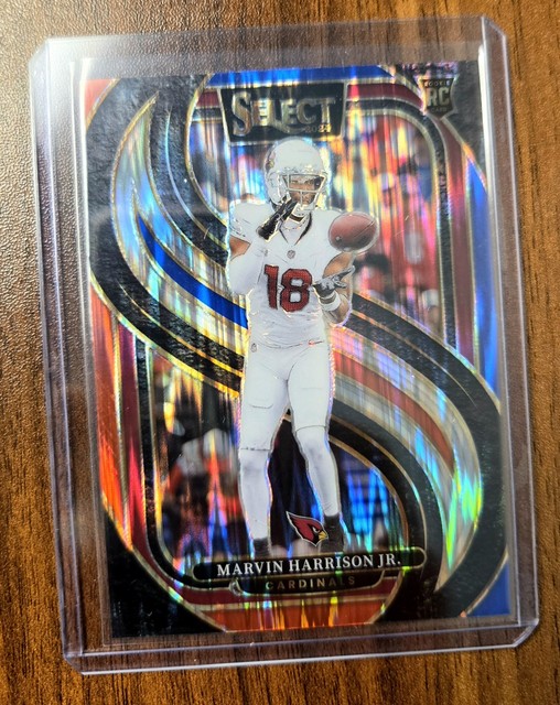 2024 Panini Select #115 Marvin Harrison Jr. Premier Level Red & Yellow Shock RC