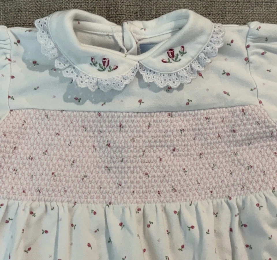 Jersey Bebé Niña Vintage Primeros Momentos 6-9M Blanco Floral Pies Calados Foto 2 de 4