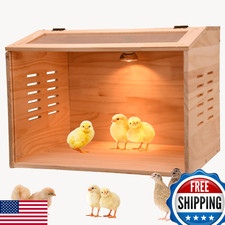Chick Brooder Box with 50W Heating Lamp - Adjustable Temp, Transparent, Wood