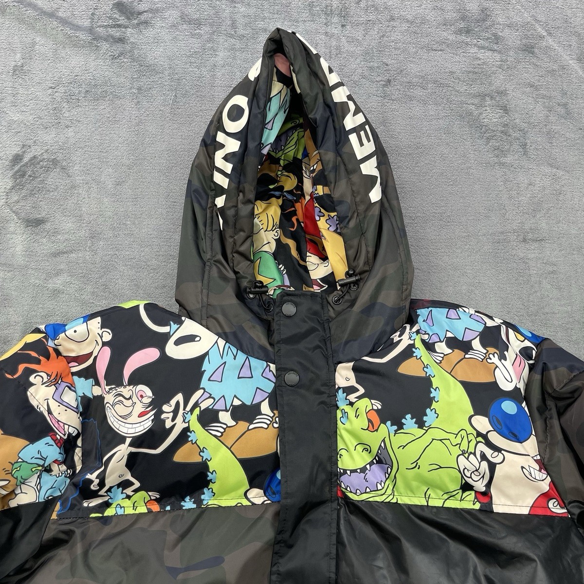 Members Only x Nickelodeon Mens Hooded Full Zip Camo Puffer Jacket