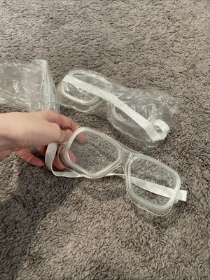 ***2 Pack *** Safety Goggles. Attach To Face. Elastic Band On Back